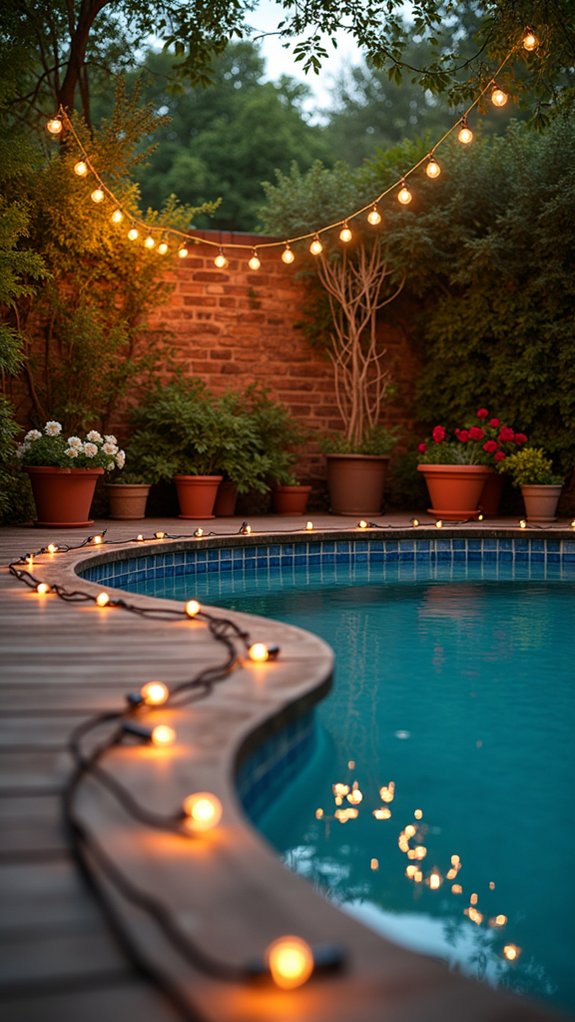 18 Creative Backyard Above Ground Pool Lighting Ideas For Dark Evenings transform backyard with string lights