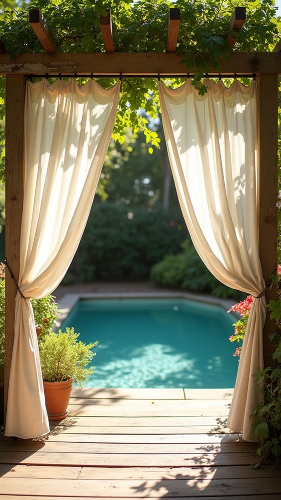 18 Simple DIY Pool Shade Ideas You Can Build Quickly trellis curtains for shade