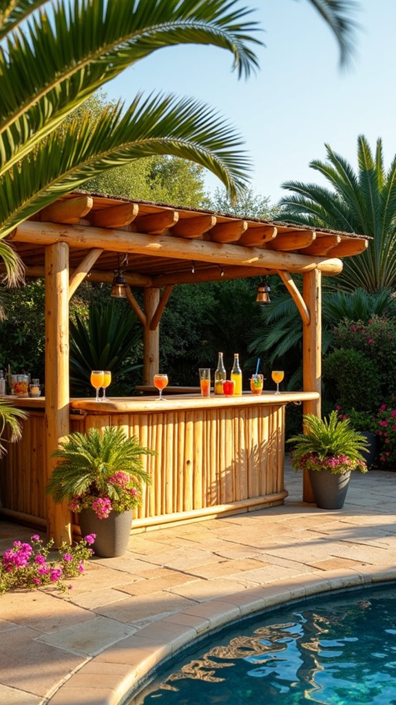 23 Fun Pool Pergola With Bar Ideas For Social Evenings tropical bamboo bar oasis