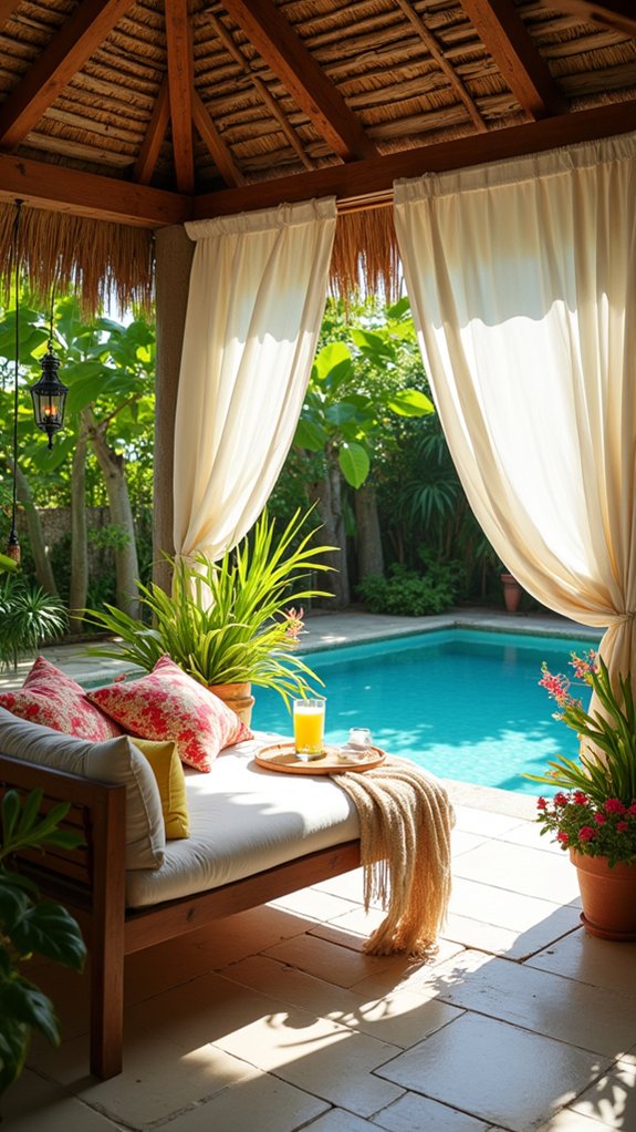 18 Chic Pool Cabana Ideas That Bring Resort Energy Home tropical greenery and ambiance