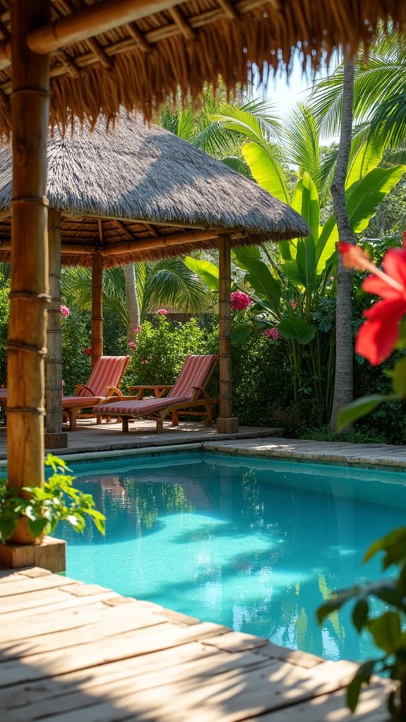 24 Beautiful Pool Gazebo Ideas That Add Shade and Structure tropical oasis pool house