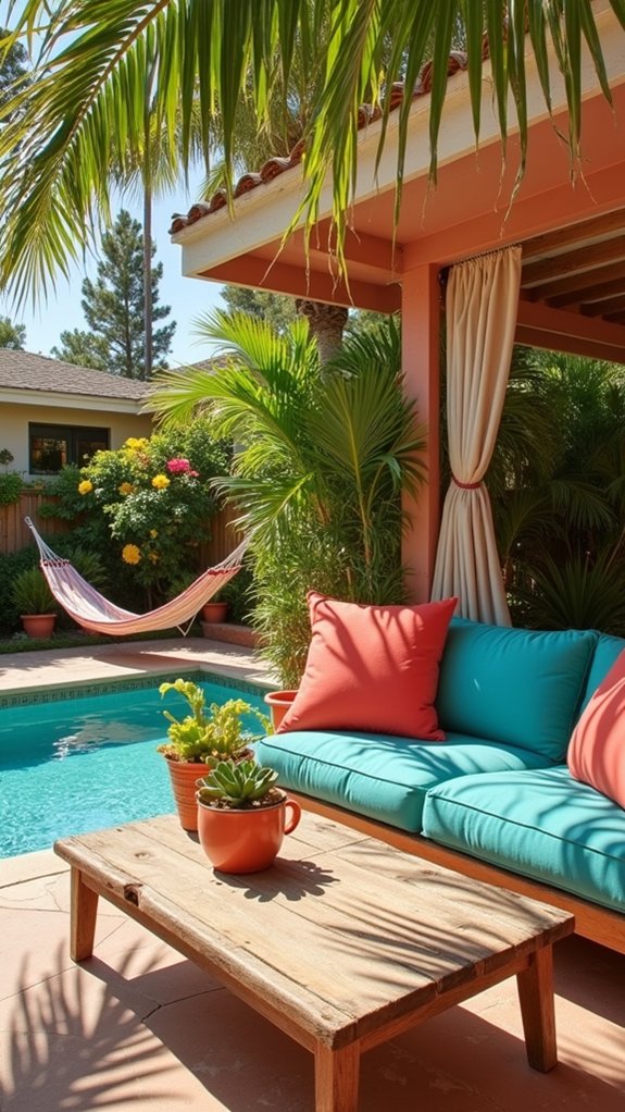 23 Creative Pool Cabana Decorating Ideas With Personality tropical retreat with vibrant colors