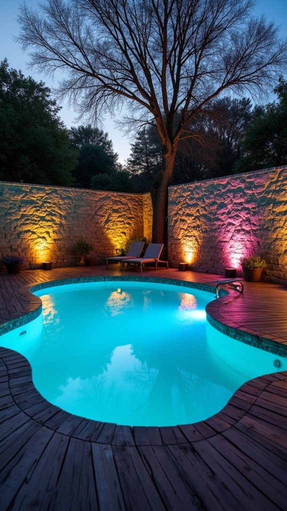 23 Warm Pool Wall Lighting Ideas That Wash Surfaces With Gentle Light vibrant color changing ambiance