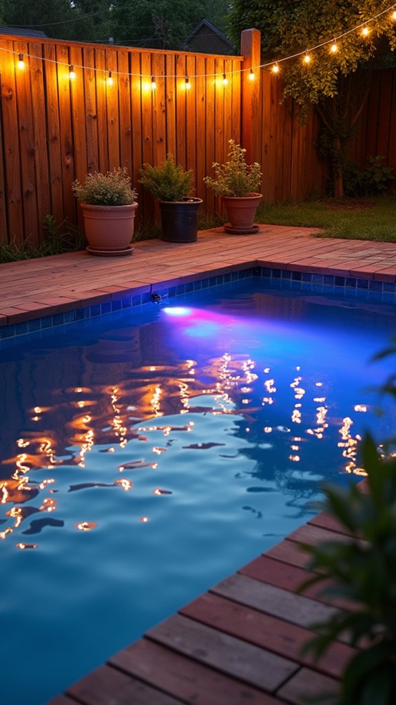 19 Practical Pool Fence Lighting Ideas That Boost Security and Style vibrant colored led ambiance