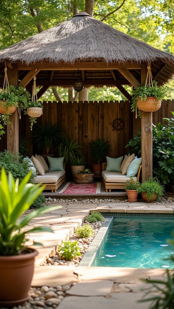 25 Inviting Rustic Pool Gazebo Ideas With Natural Materials vibrant cozy whimsical retreat