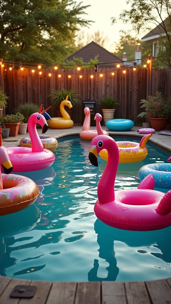 24 Fun Pool Party Lighting Ideas That Keep the Energy High vibrant fun pool floats