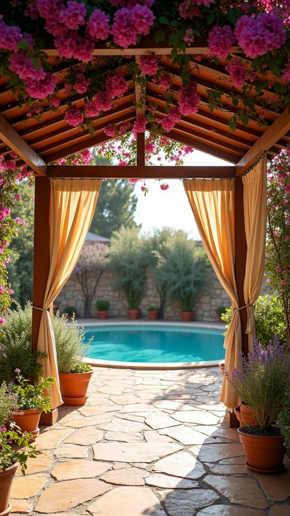 24 Beautiful Pool Shade Pavilion Ideas That Create a Retreat vibrant mediterranean pool retreat
