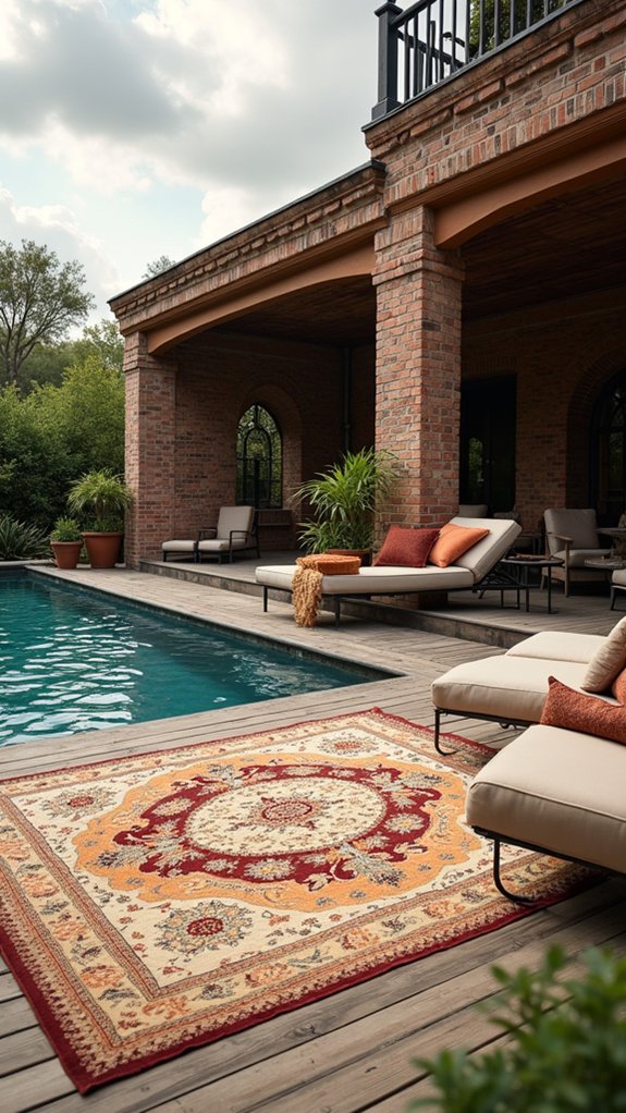 18 Stylish Pool Cabana Furniture Ideas That Complete the Look vibrant patterns enhance comfort