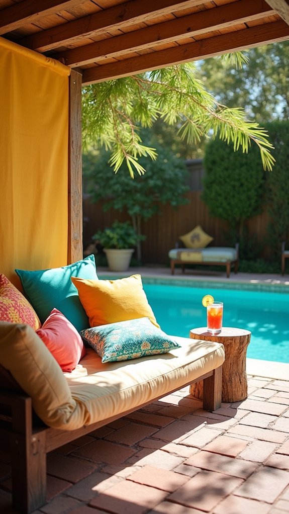 23 Creative Pool Cabana Decorating Ideas With Personality vibrant pillows create coziness