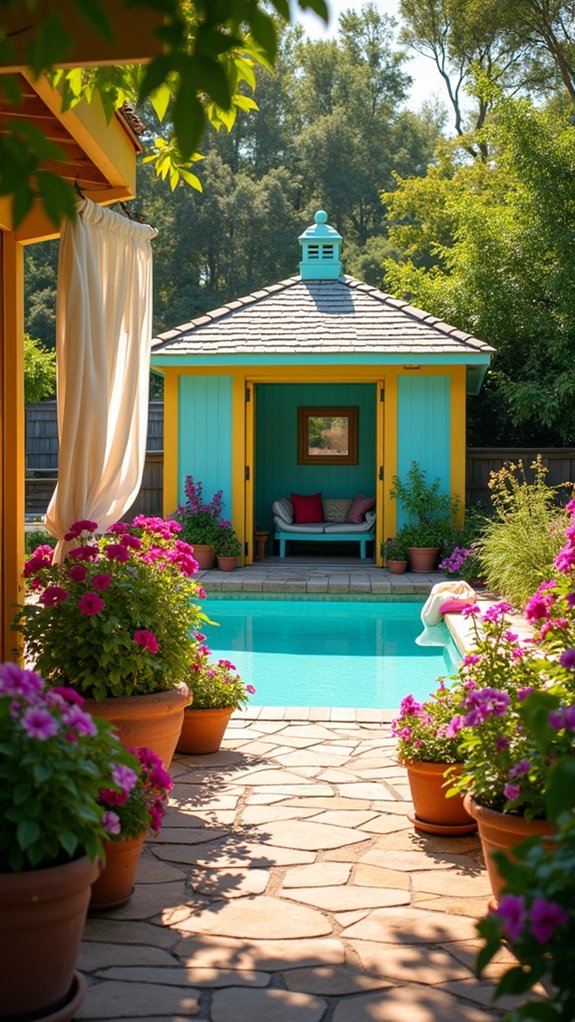 23 Elegant Pool House With Gazebo Ideas For Outdoor Gatherings vibrant poolside gathering space