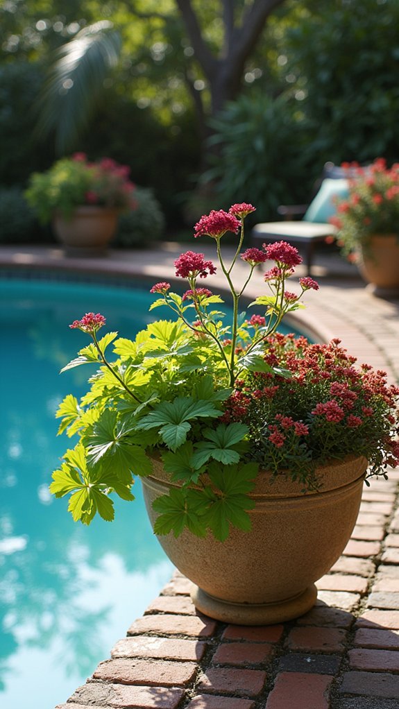 21 Pretty Shade Plants Around Pool Ideas That Add Color and Cover vibrant poolside perennial option