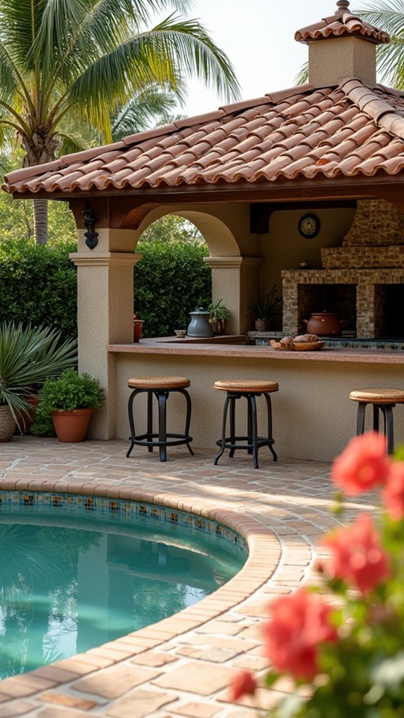 20 Functional Pool Gazebo With Kitchen Ideas Made for Hosting vibrant tiles and greenery