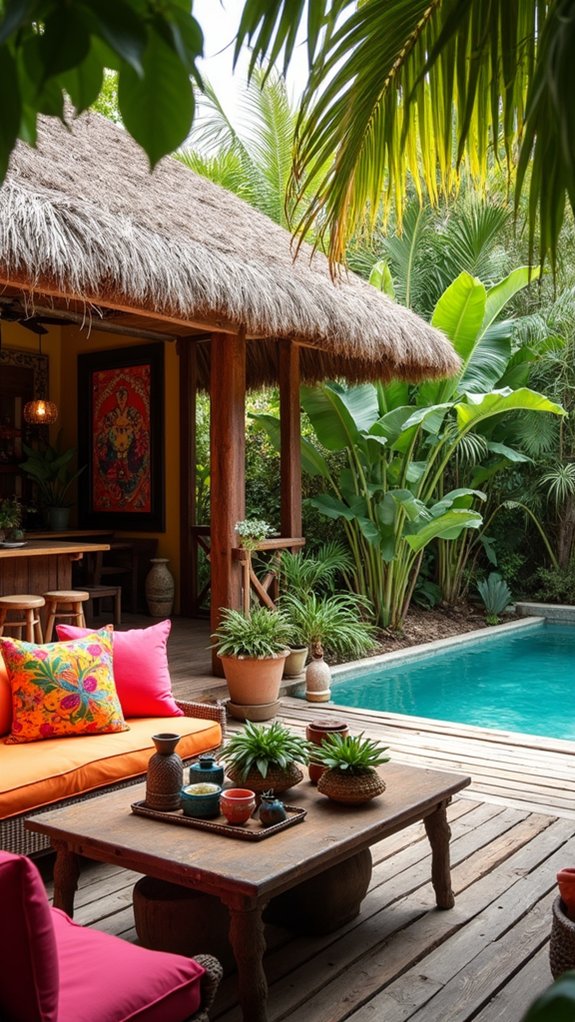 22 Tropical Pool Cabana Ideas That Feel Vacation Ready vibrant tropical artistic retreat