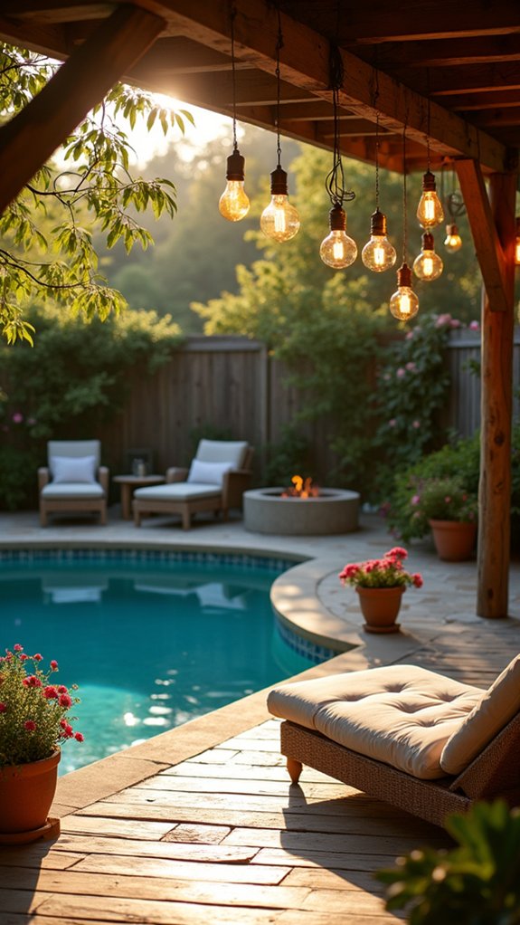 24 Luxury Pool Lighting Ideas That Feel Like a High End Resort vintage edison bulb ambiance