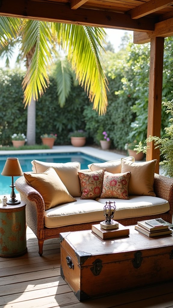23 Creative Pool Cabana Decorating Ideas With Personality vintage furniture adds character