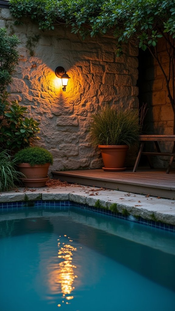 24 Soft Pool Edge Lighting Ideas That Outline the Water Beautifully wall mounted sconce charm