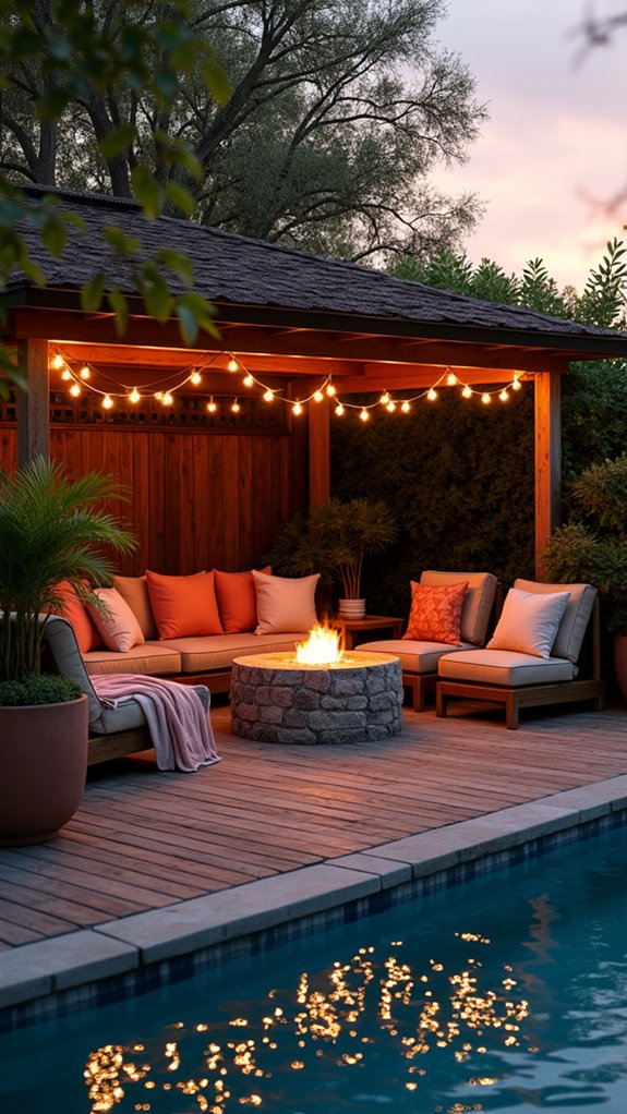 23 Creative Pool Cabana Decorating Ideas With Personality warm evenings around fire