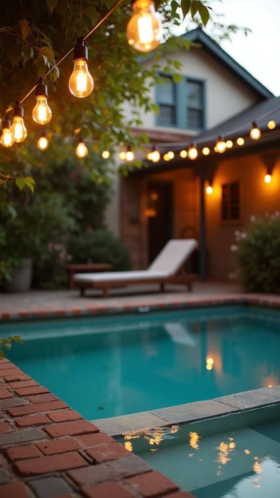 23 Charming String Lighting Around Pool Ideas That Add Simple Magic warm inviting vintage ambiance