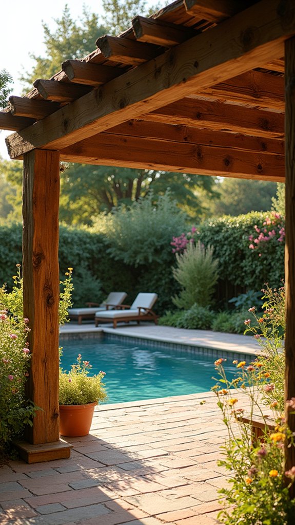 19 Rustic Pool Pergola Ideas With Earthy Appeal warmth and rustic charm