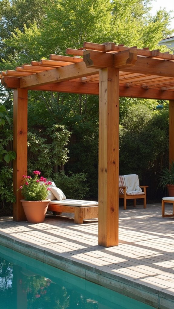 22 Modern Pool Pergola Ideas With Sleek Minimal Shapes warmth durability aesthetic enhancement