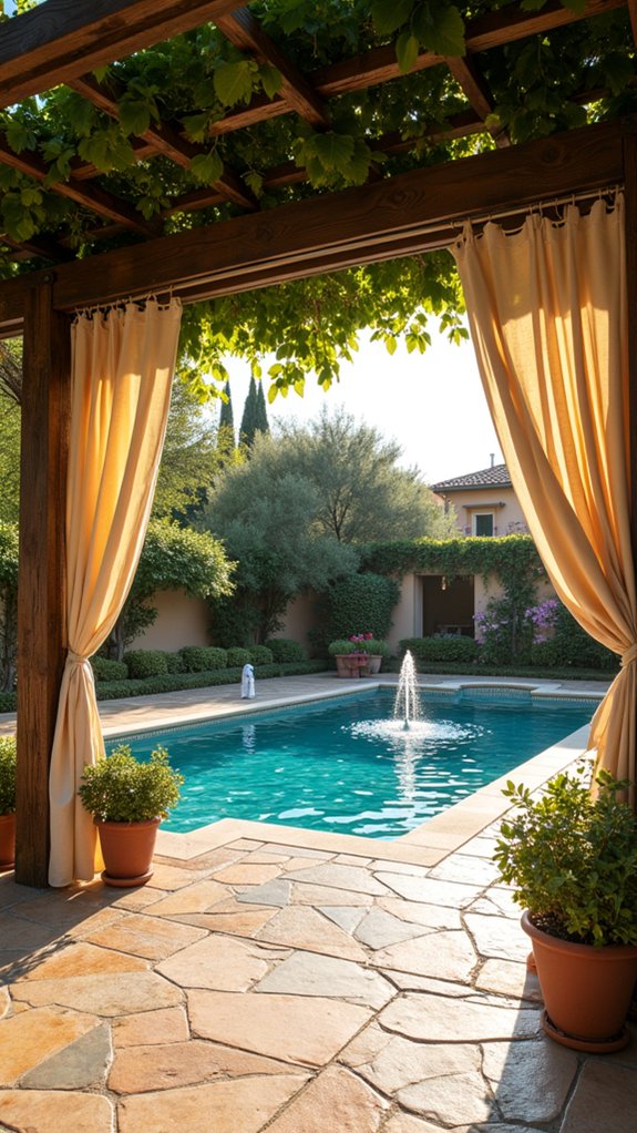 25 Mediterranean Pool Pergola Ideas With Timeless Elegance water features enhance tranquility