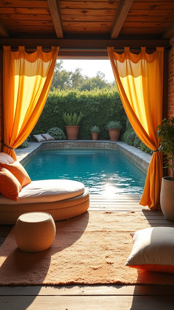 21 Clever Small Backyard Pool Cabana Ideas That Make Space Work Harder weather resistant outdoor textiles