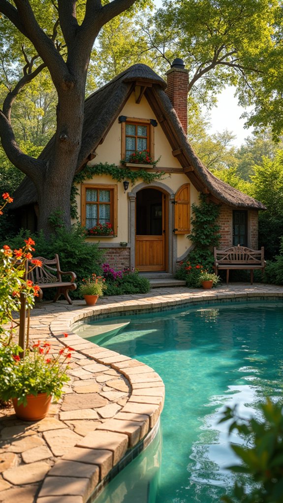21 Inspiring Pool House Ideas That Transform Your Backyard whimsical fairytale cottage decor