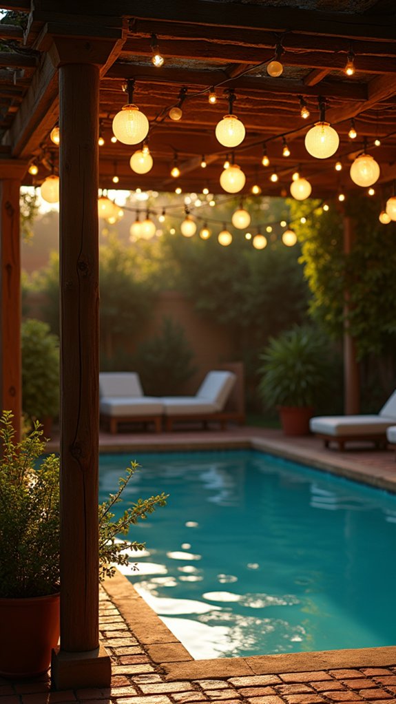 20 Romantic Pool Wedding Lighting Ideas That Feel Magical whimsical globe light canopy