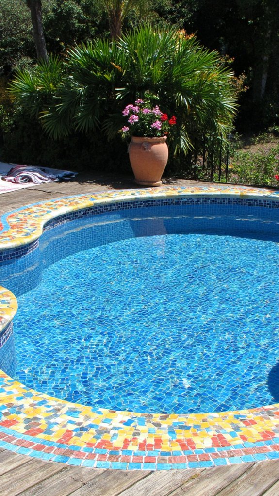 25 Bold Pool Tile Color Ideas That Make Water Pop artistic mosaic pool designs