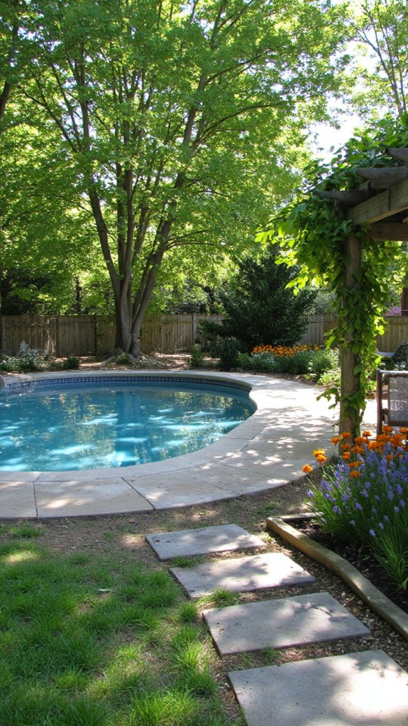22 Natural Backyard Pool Garden Ideas With Lush Surroundings balanced sun and shade