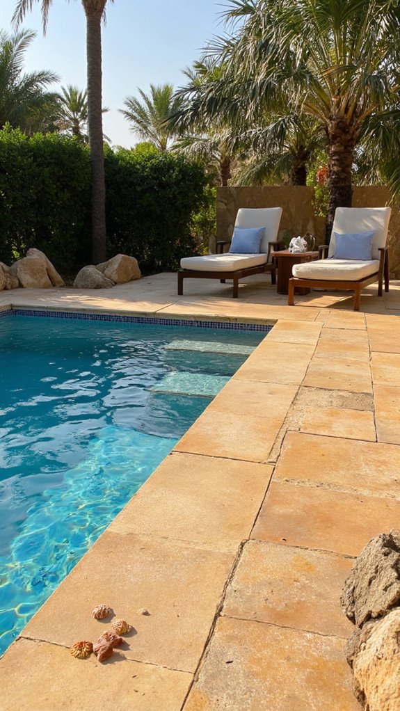 24 Neutral Pool Tile Ideas For A Calm Resort Vibe beachy vibe with tiles