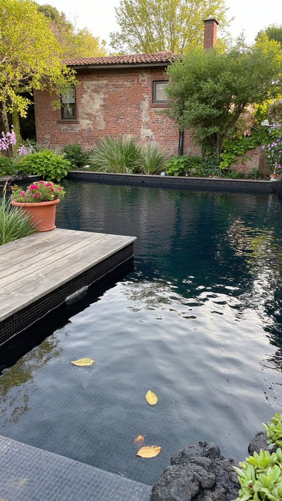 25 Bold Pool Tile Color Ideas That Make Water Pop bold black pool elegance