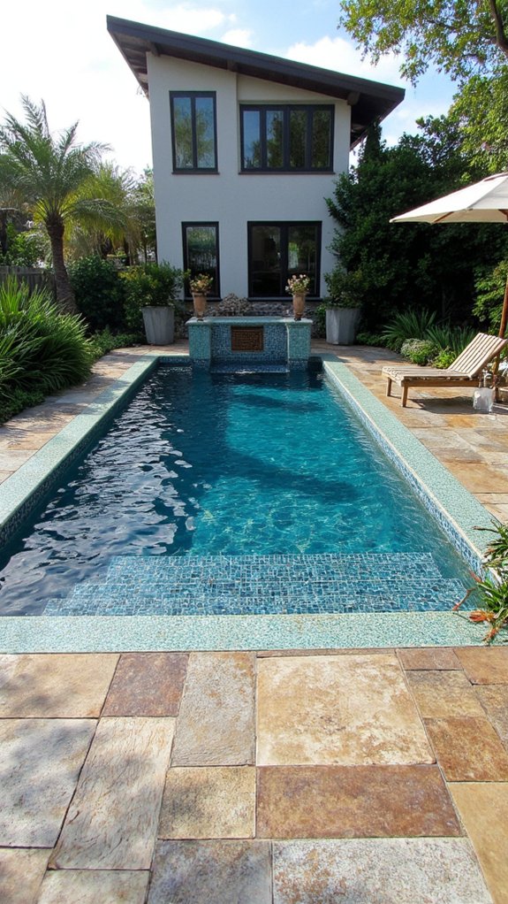25 Chic Waterline Pool Tile Ideas With Big Visual Impact bold colors intricate patterns