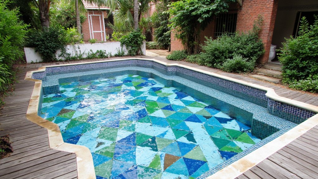 24 Geometric Pool Tile Ideas For A Bold Modern Upgrade bold geometric pool designs