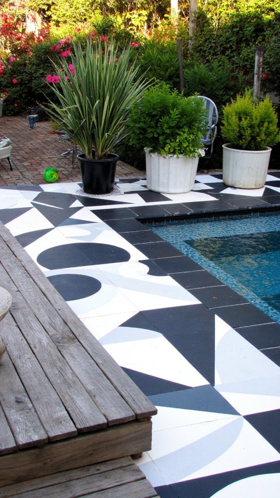 23 Modern Pool Tile Ideas For A Sleek Contemporary Feel bold geometric pool designs