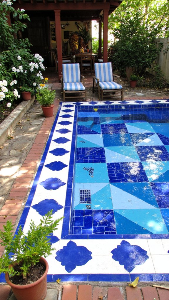 18 Smart Pool Tiling Ideas For A Cohesive Outdoor Space bold patterns elevate pools