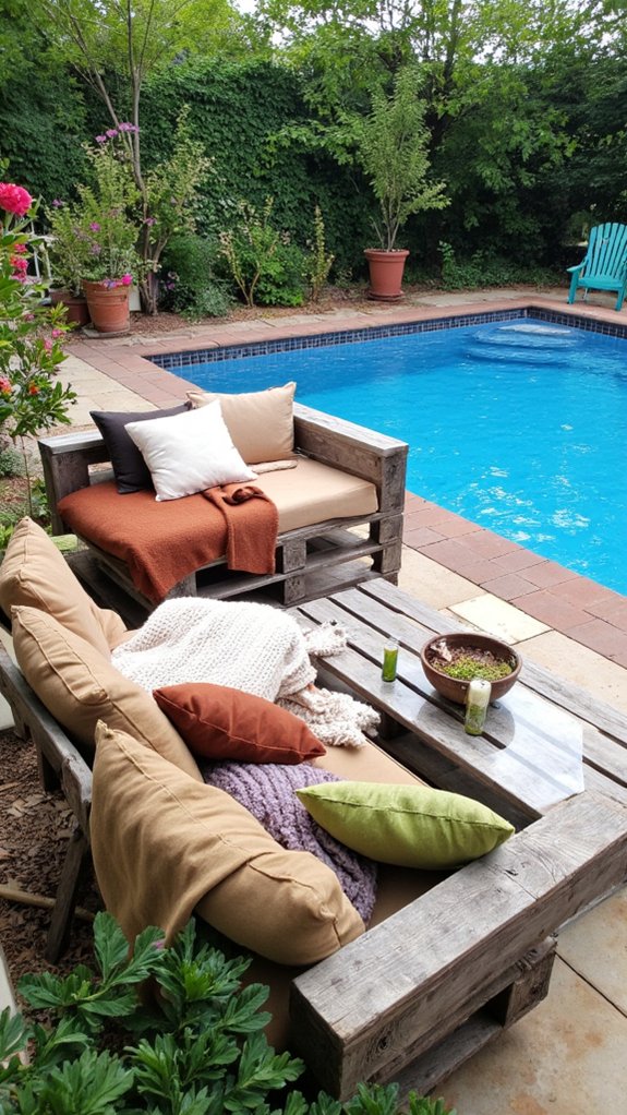 25 Serene Poolside Lounge Area Ideas For Laid Back Days budget friendly pallet furniture