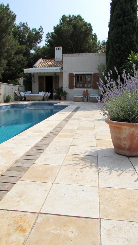 19 Mediterranean Pool Tile Ideas For A Sun Washed Look calming subtle neutral tones