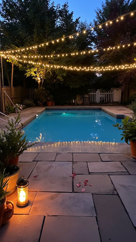 18 Practical Backyard Pool Deck Ideas For Everyday Use charming illuminated pool area