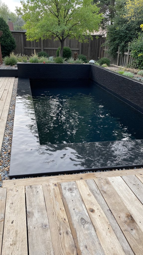 24 Gorgeous Pool Tile Inspiration Worth Saving Right Now chic minimalist black tiles