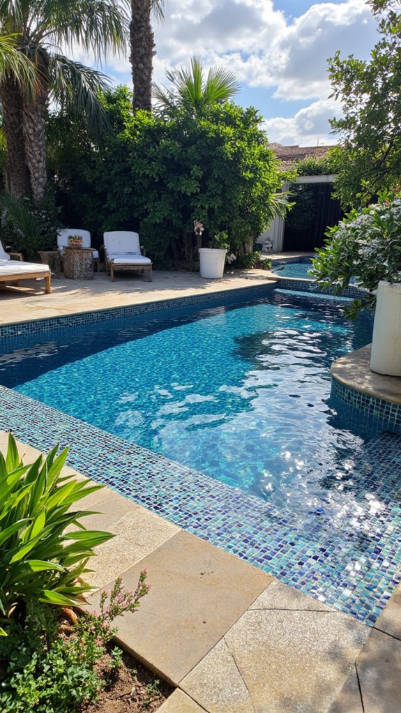 25 Chic Waterline Pool Tile Ideas With Big Visual Impact choosing harmonious pool tiles