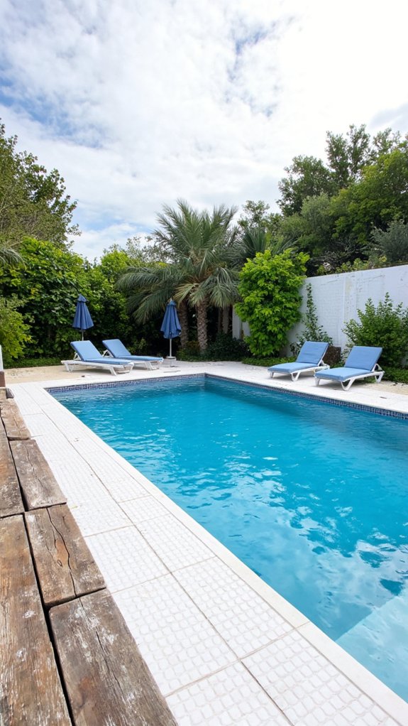 19 Beautiful White Pool Tile Ideas For A Fresh Clean Look coastal white and blue tiles