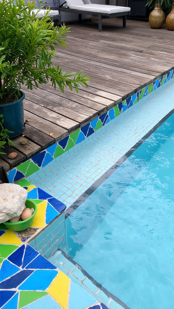 24 Geometric Pool Tile Ideas For A Bold Modern Upgrade color transforms pool design