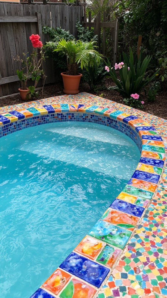 22 Fun Mini Pool Backyard Ideas For A Playful Twist colorful tiles enhance aesthetics