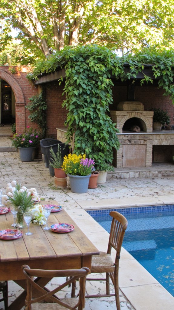 25 Inviting Backyard Pool Area Inspiration For Total Comfort comfortable outdoor dining experience