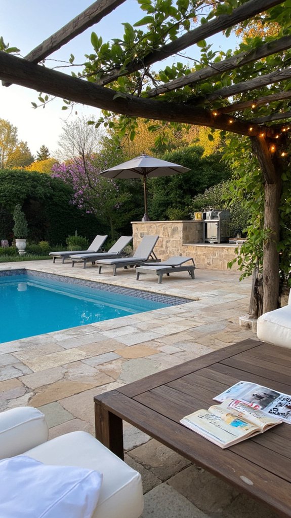 24 Smart Inground Backyard Pool Ideas For A Clean Finished Look comfortable poolside lounge area