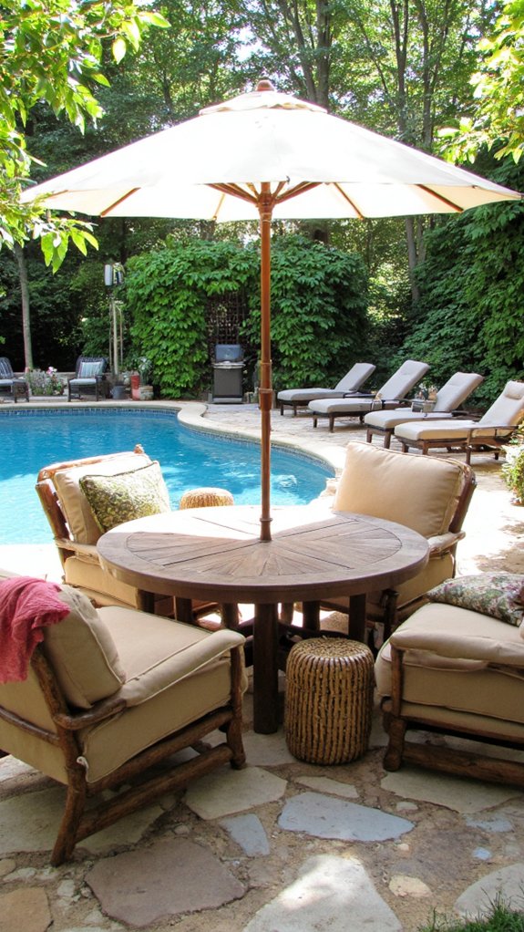 18 Elegant Backyard Pool and Patio Ideas For Easy Entertaining comfortable poolside lounge furniture