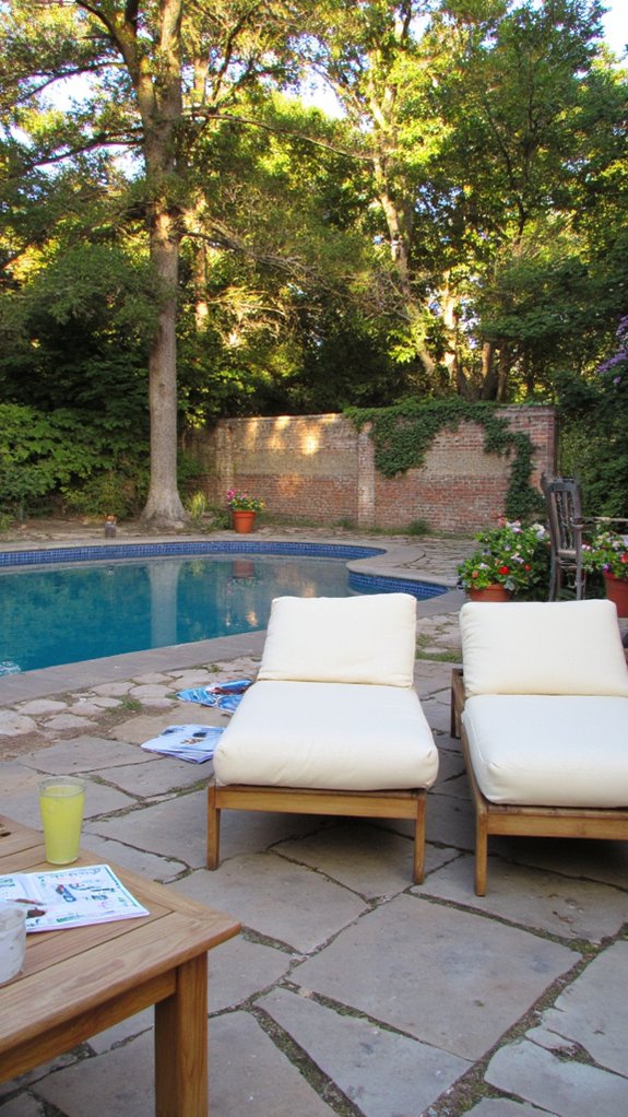 20 Creative Pool and Landscape Design Ideas For Visual Balance comfortable poolside lounge setup