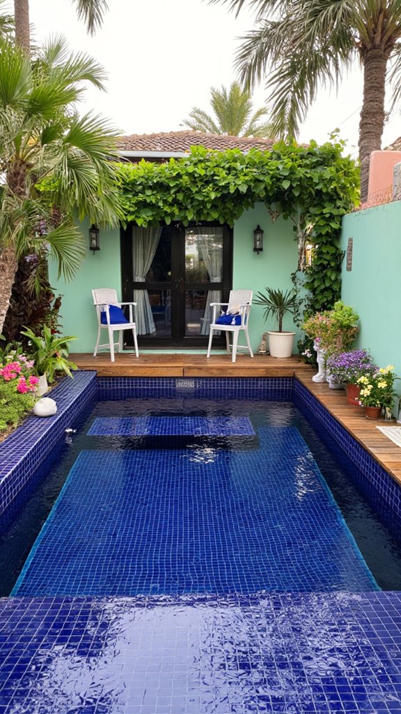 25 Dramatic Dark Blue Pool Tile Ideas With Visual Depth complementary colors for dark blue
