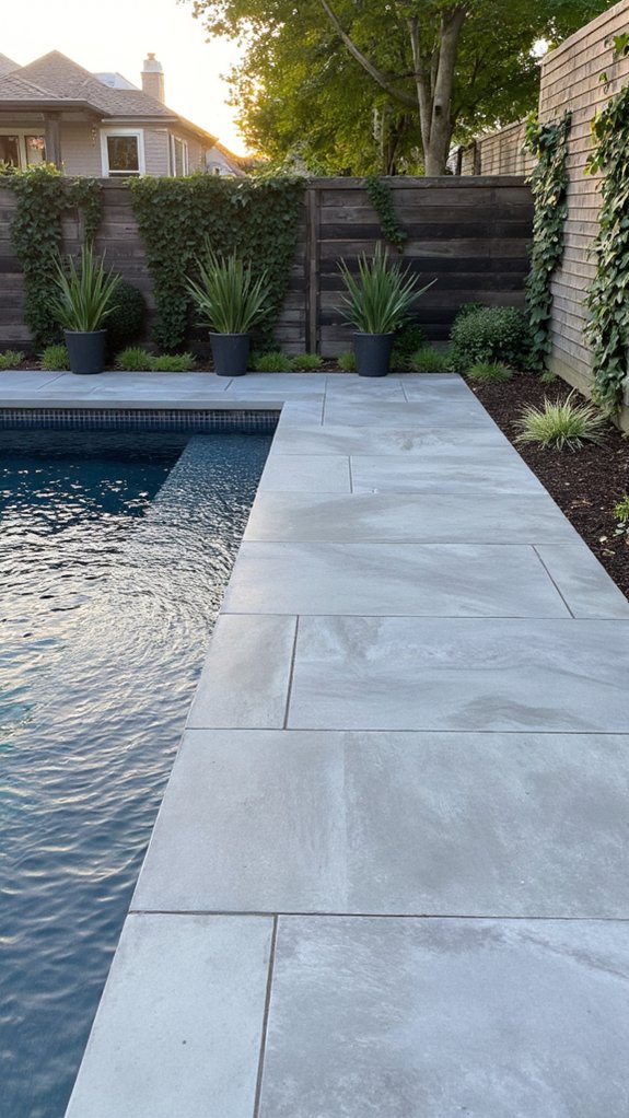 20 Elegant Waterline Pool Tile Ideas For A Polished Look contemporary large format tiles